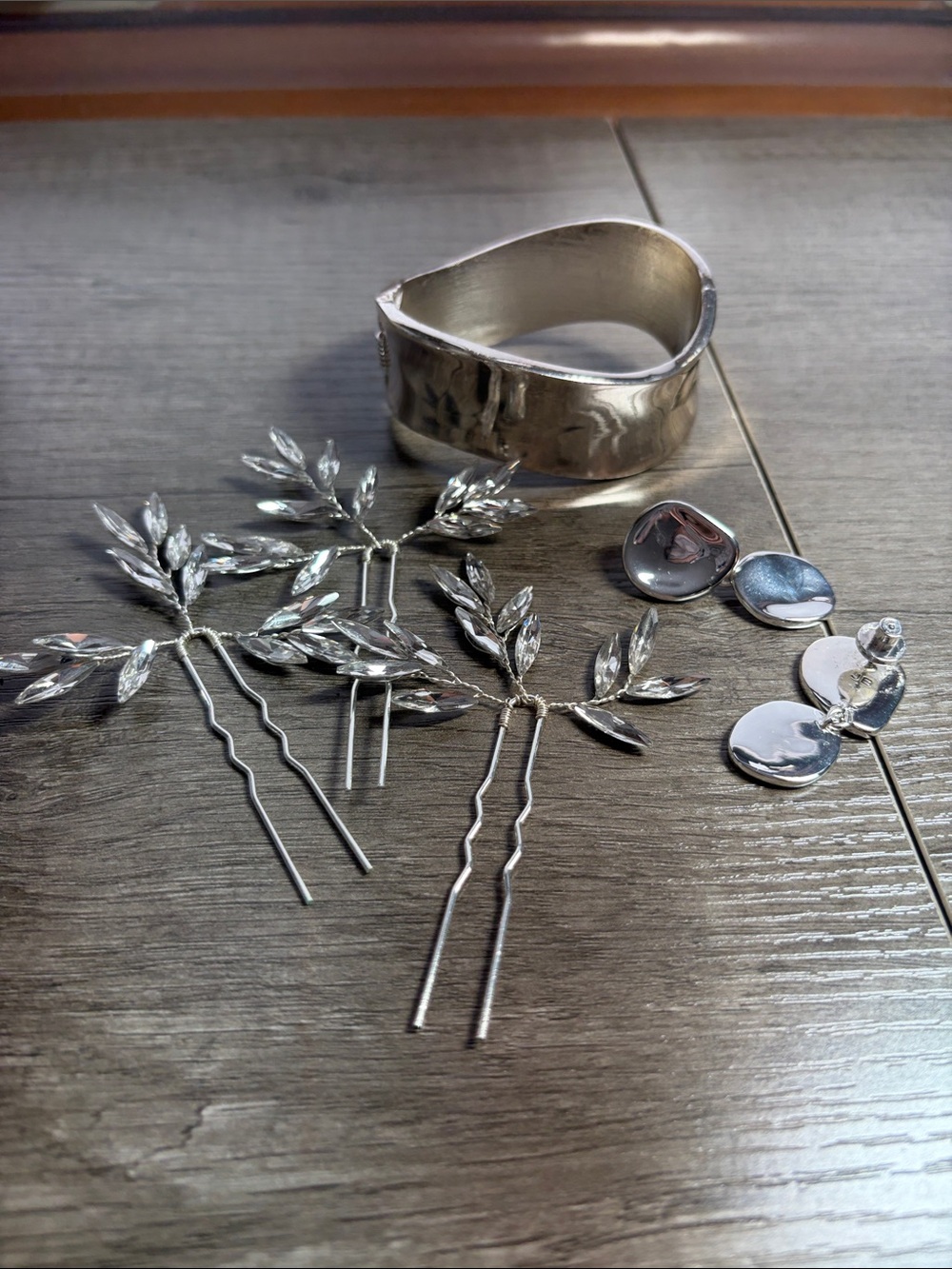 Silver Leaf Hair Pins and Mixed Silver Accessories Set